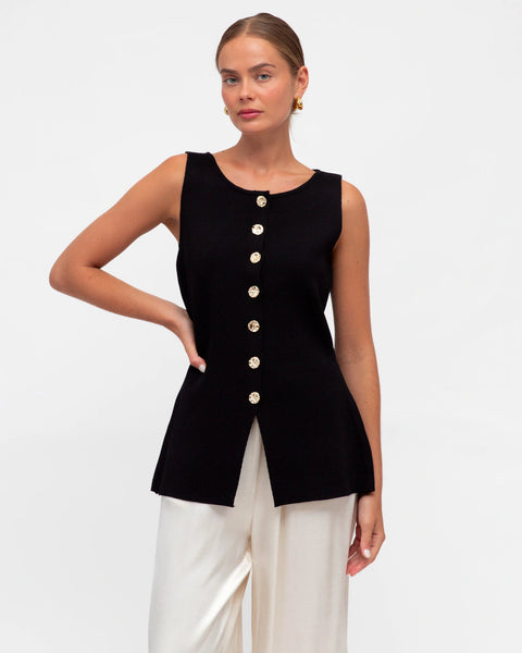 Front Split Knit Vest