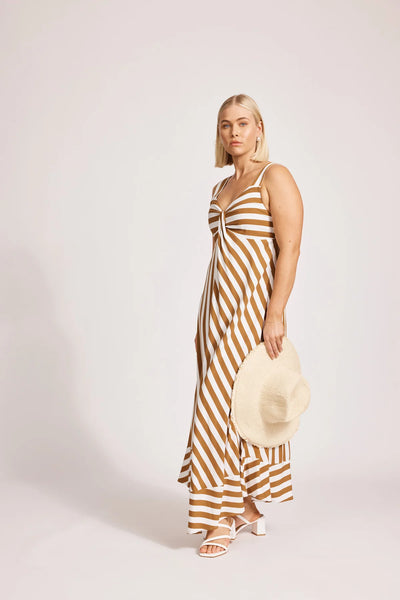 TREVILLE STRIPE TANK MAXI DRESS - CARAMEL