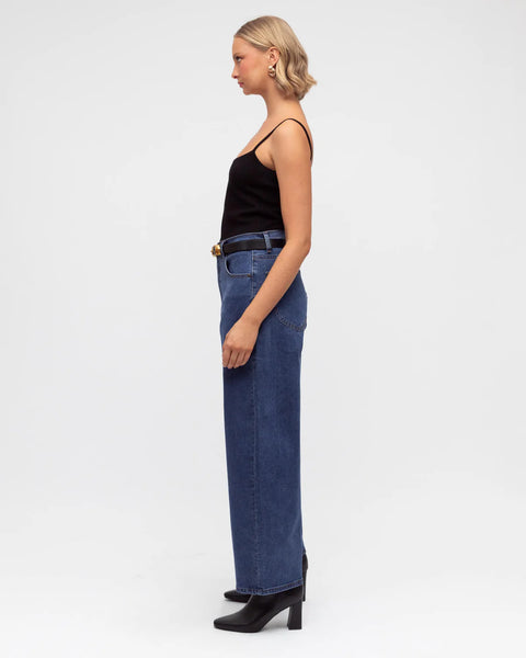 Indigo Barrel-Leg Jeans