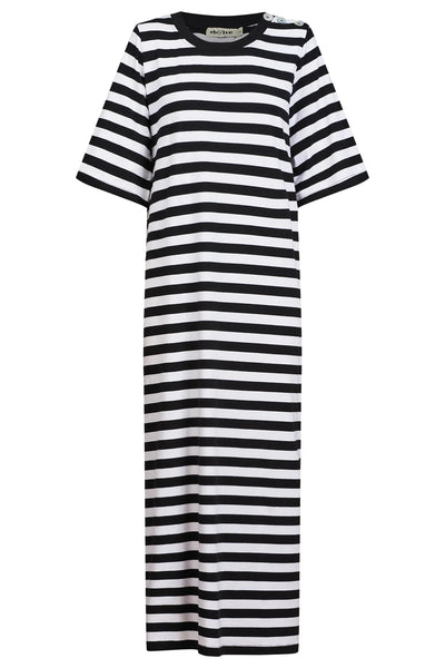 STUDIO STRIPE TSHIRT DRESS - EBONY