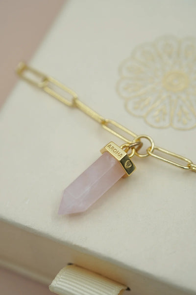 ROSE QUARTZ AROHA BRACELET- GOLD