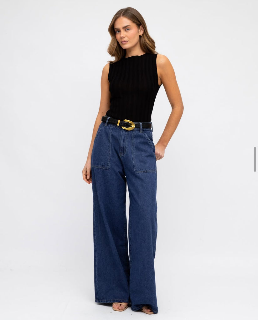 INDIGO WIDE LEG JEANS