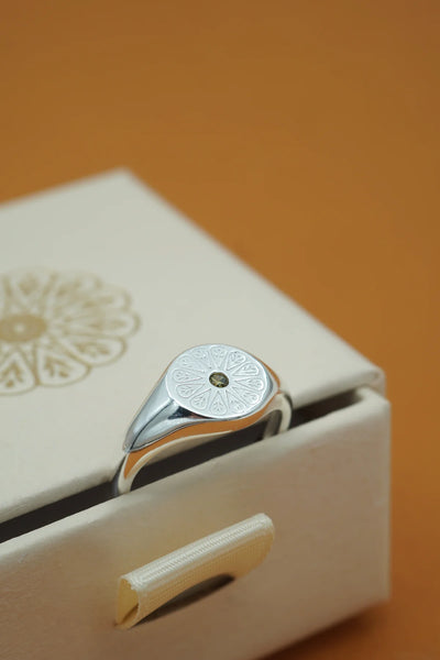 Silver Birthstone Ring - August/Peridot