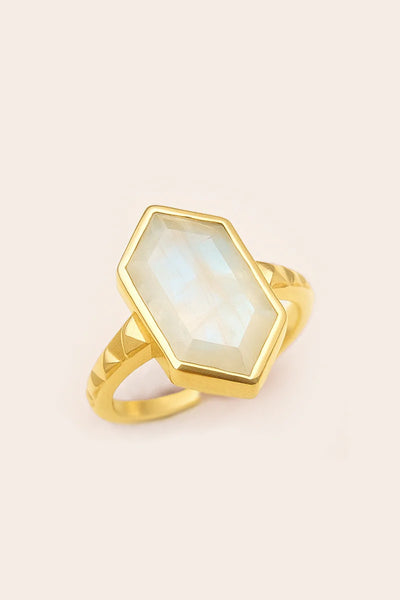 Moonstone North Star Ring - Gold