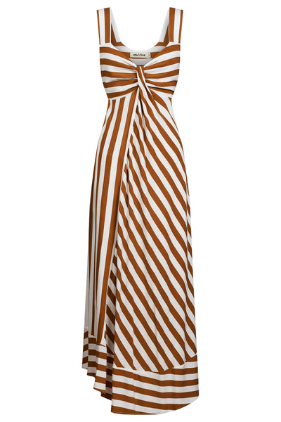 TREVILLE STRIPE TANK MAXI DRESS - CARAMEL