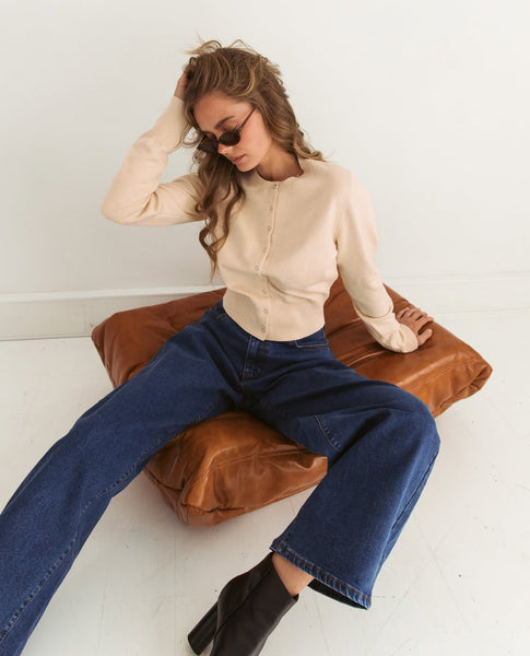 Indigo Barrel-Leg Jeans