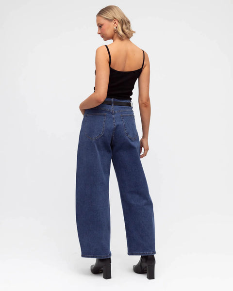 Indigo Barrel-Leg Jeans