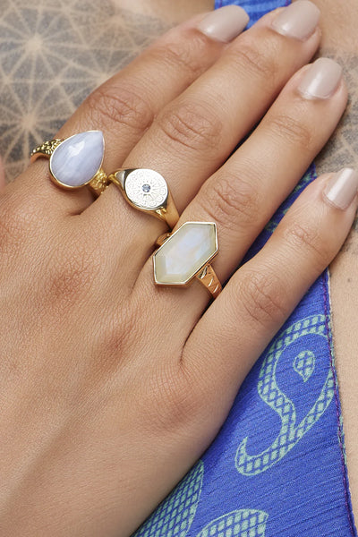 Moonstone North Star Ring - Gold