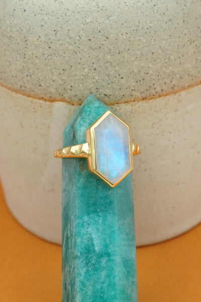 Moonstone North Star Ring - Gold