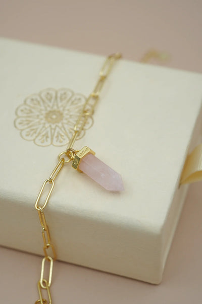 ROSE QUARTZ AROHA BRACELET- GOLD
