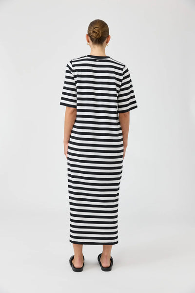 STUDIO STRIPE TSHIRT DRESS - EBONY