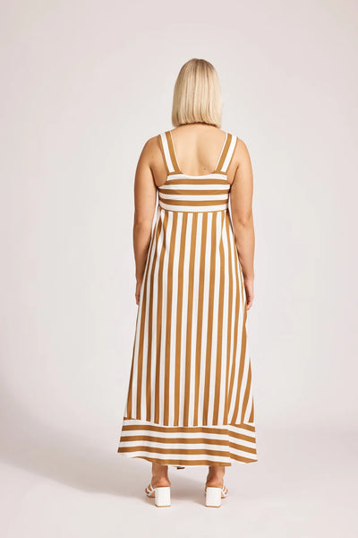 TREVILLE STRIPE TANK MAXI DRESS - CARAMEL