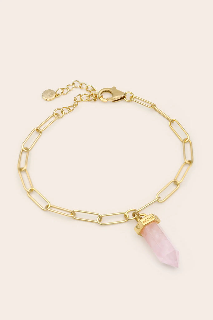 ROSE QUARTZ AROHA BRACELET- GOLD