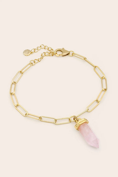 ROSE QUARTZ AROHA BRACELET- GOLD