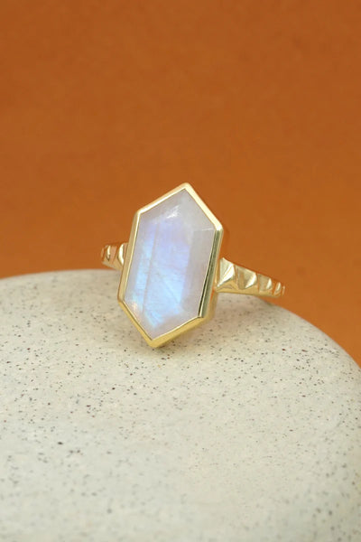 Moonstone North Star Ring - Gold