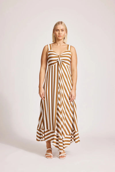 TREVILLE STRIPE TANK MAXI DRESS - CARAMEL