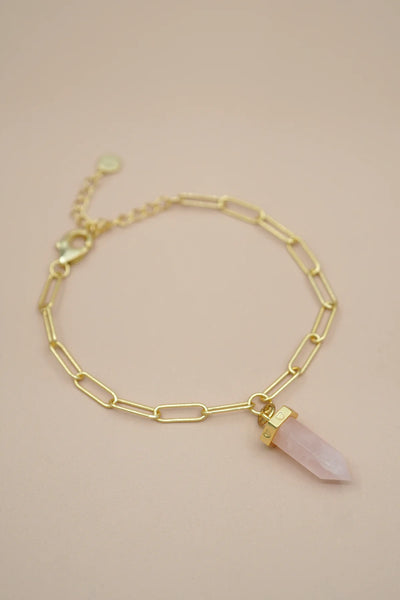 ROSE QUARTZ AROHA BRACELET- GOLD
