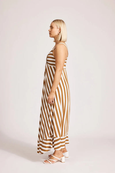 TREVILLE STRIPE TANK MAXI DRESS - CARAMEL