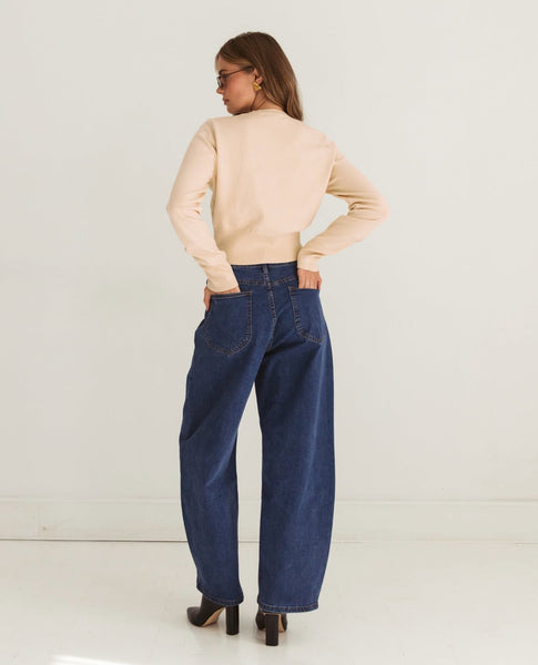 Indigo Barrel-Leg Jeans