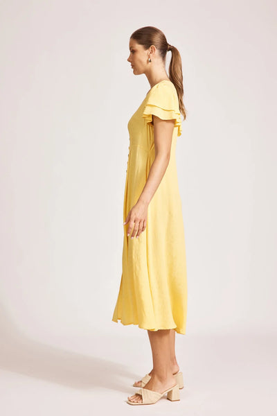 PARISIO BUTTON MIDI DRESS - CITRINE