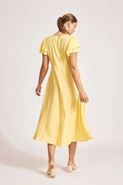 PARISIO BUTTON MIDI DRESS - CITRINE