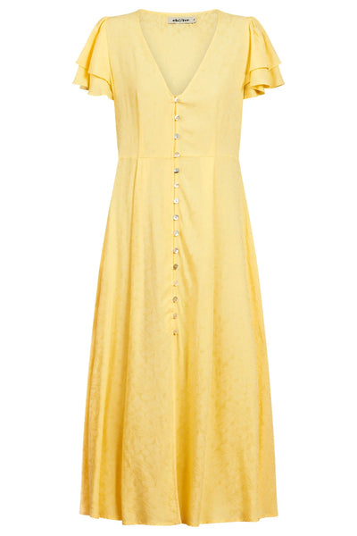PARISIO BUTTON MIDI DRESS - CITRINE