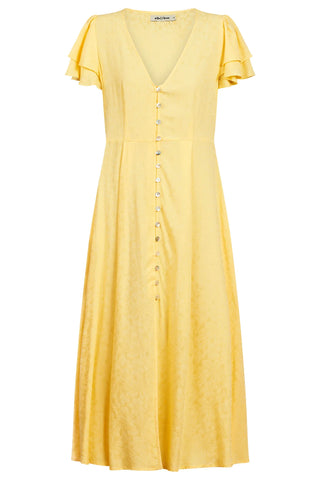 PARISIO BUTTON MIDI DRESS - CITRINE