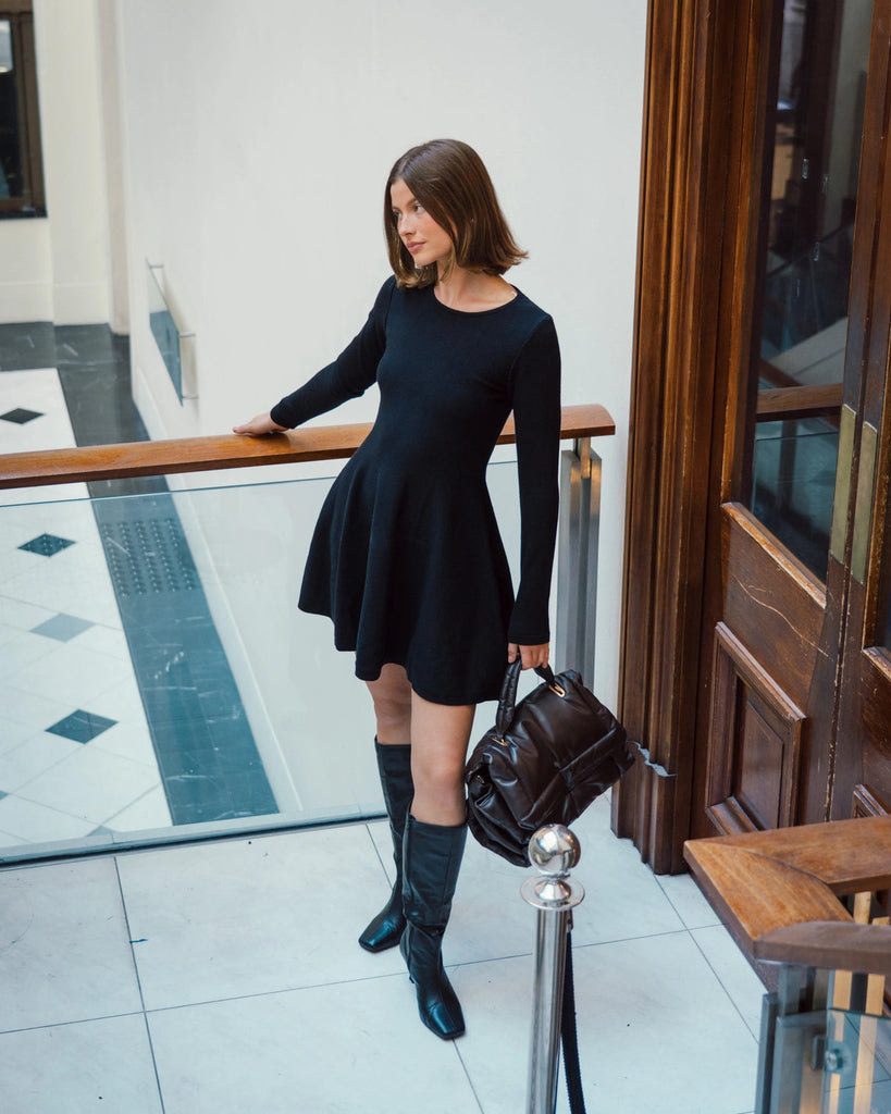 THE PERFECT LBD – Knit Mini Dress with Circle Skirt