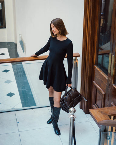THE PERFECT LBD – Knit Mini Dress with Circle Skirt