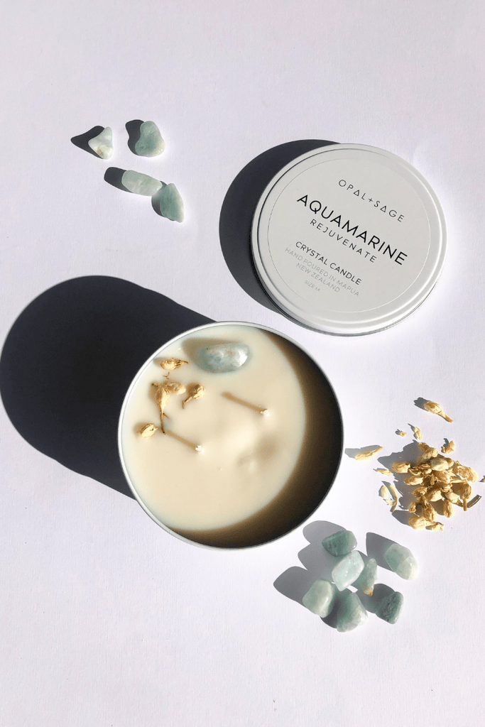 AQUAMARINE - CRYSTAL CANDLE