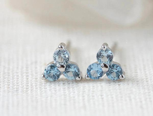 BIRTHSTONE STUDS- March/Aquamarine