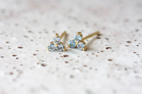 BIRTHSTONE STUDS- March/Aquamarine
