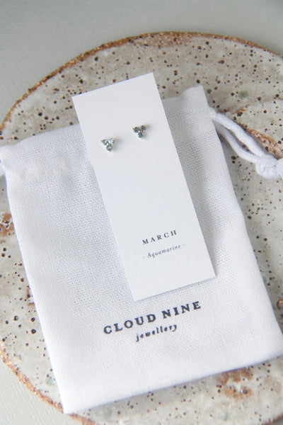 BIRTHSTONE STUDS- March/Aquamarine