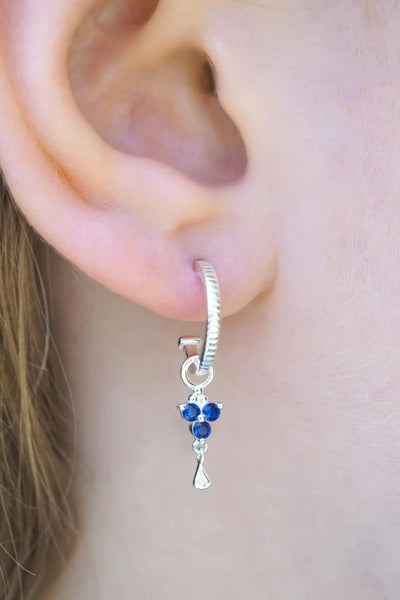 Silver Birthstone Hoops - September/Sapphire