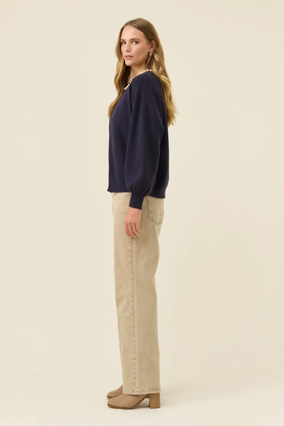 Nell Pearl Cardigan - Navy