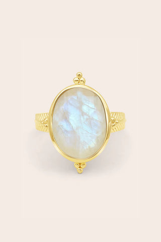 Guardian Angel Moonstone Ring - Gold