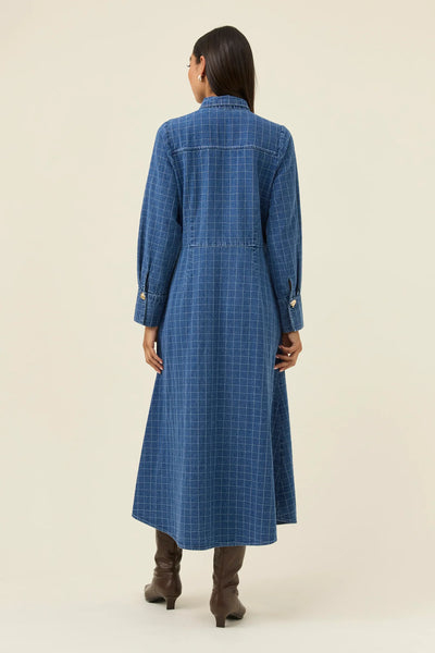 SLOAN DENIM MAXI DRESS- CHECK