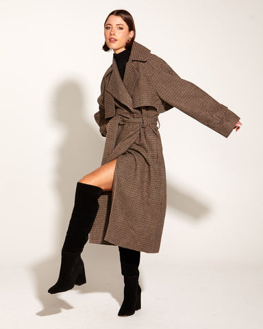 HOUNDS TOOTH TRENCH COAT