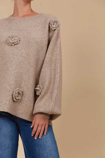 MIRU FLOWER JUMPER- TAUPE