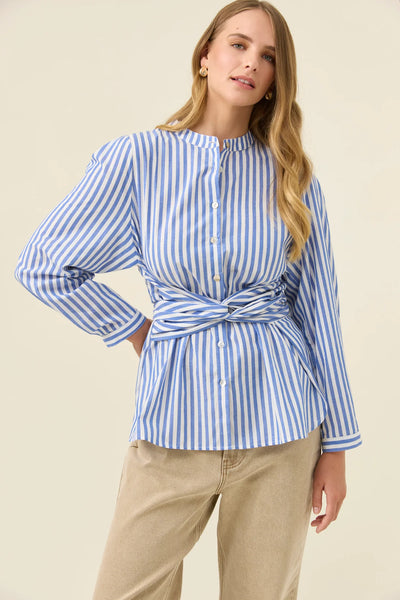 QUINN WRAP SHIRT- COBALT