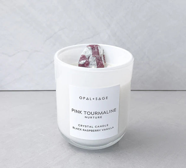 PINK TOURMALINE CRYSTAL CANDLE
