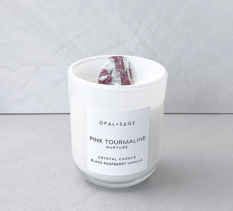 PINK TOURMALINE CRYSTAL CANDLE