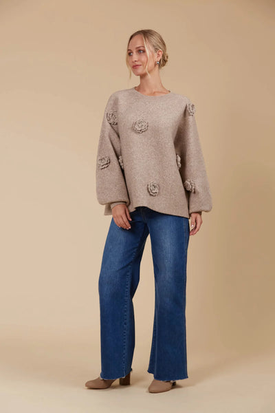 MIRU FLOWER JUMPER- TAUPE