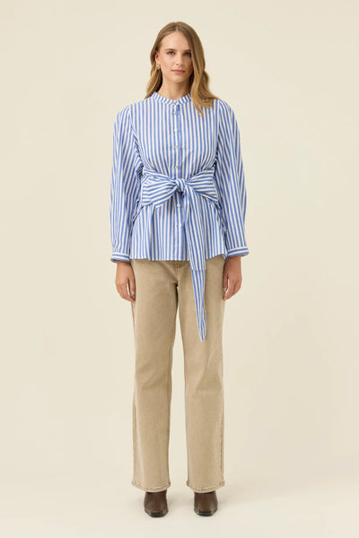 QUINN WRAP SHIRT- COBALT