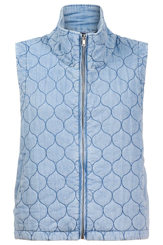 SANSI QUILTED CROP VEST - DENIM