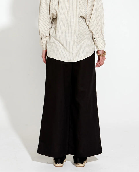 Heritage Linen Wide Leg Pant - Black