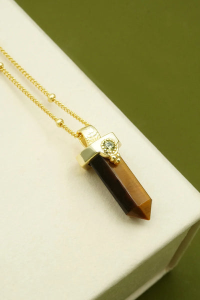 Courage Within Tiger's Eye Necklace - Gold