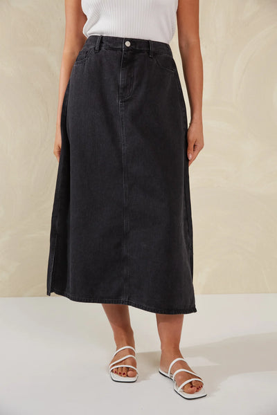 DALTON DENIM SKIRT- SLATE