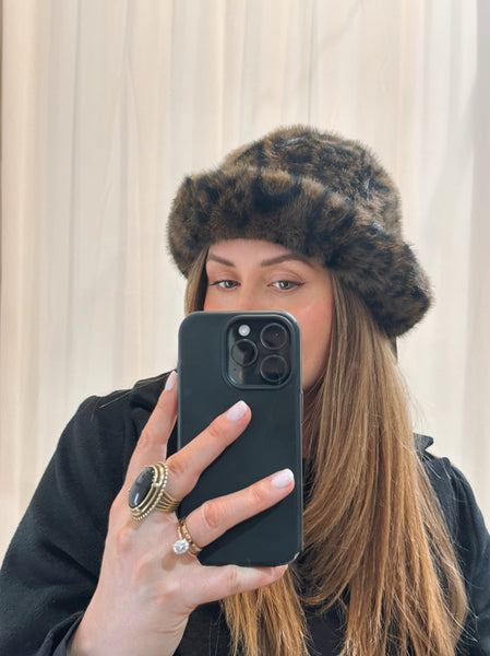 Leopard Faux Fur Bucket Hat