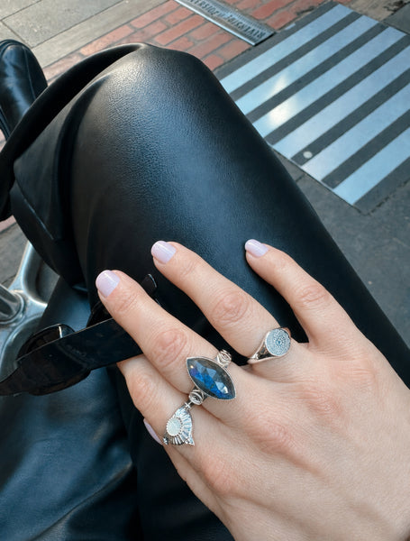 Silver Birthstone Ring - March /Aquamarine